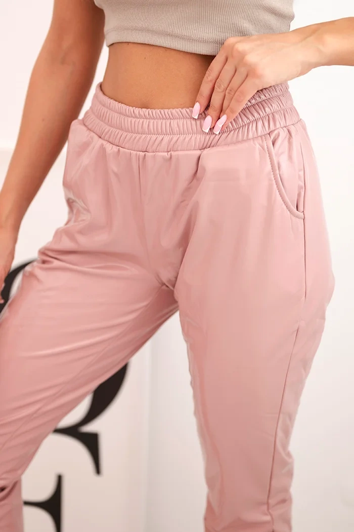 Double-layer trousers with navy pink velour