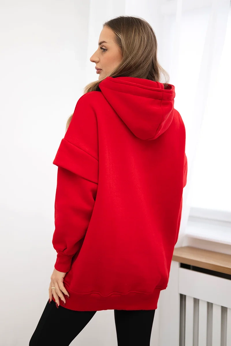 Insulated turtleneck sweatshirt red