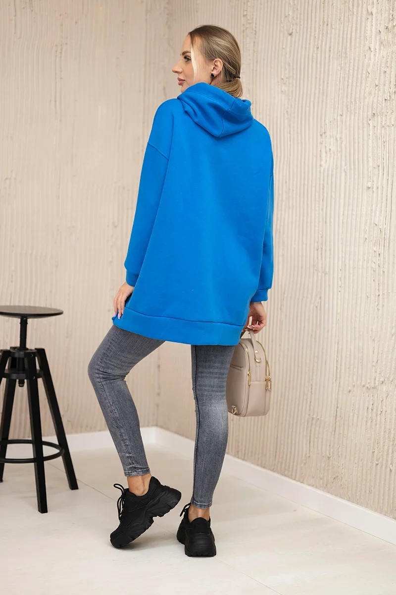 Insulated sweatshirt with purple blue press studs