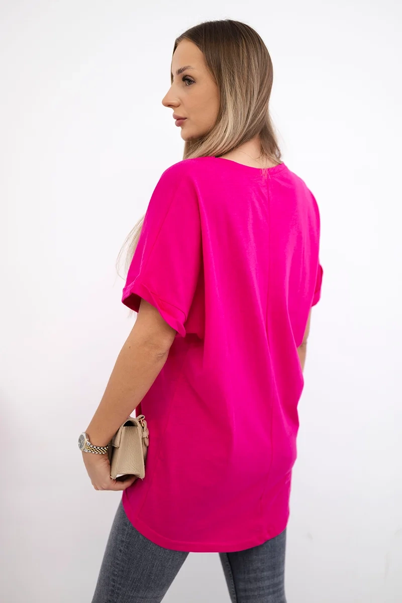 Cotton blouse with pocket fuchsia