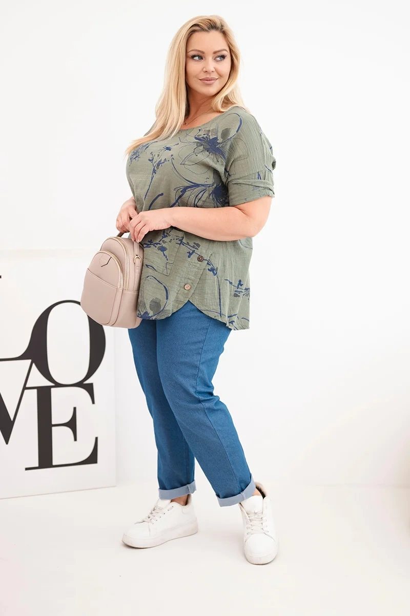Plus size blúzka Kesi Włoski s vreckom