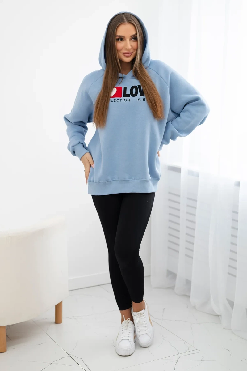 Cotton insulated hoodie in blue
