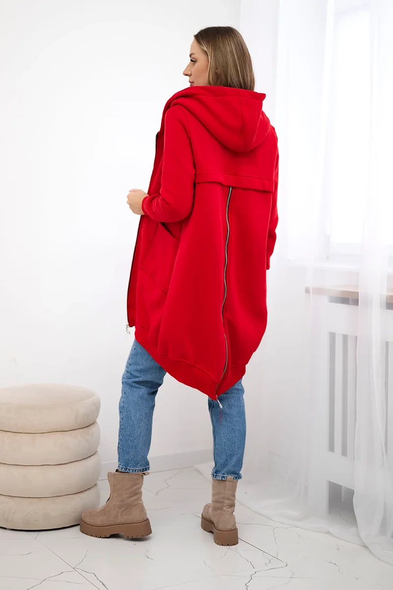 Insulated sweatshirt with a zipper at the back red
