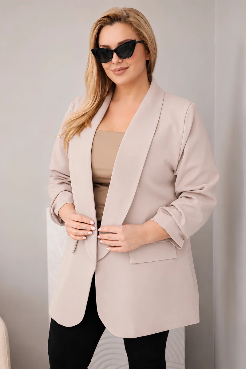 Kesi dámsky plus size sako tmavé béžové