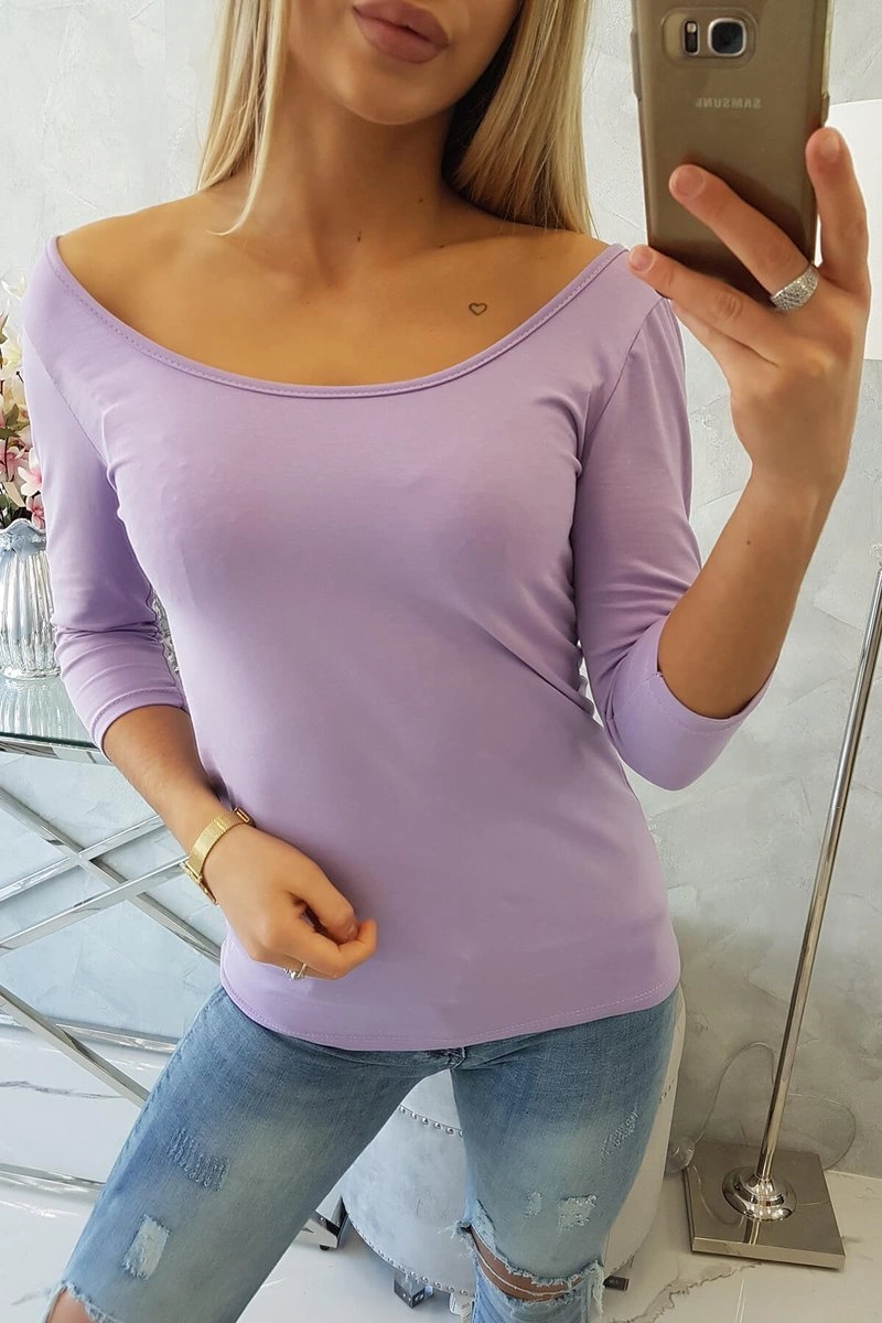 Purple blouse with a round neckline