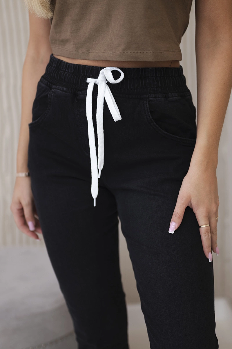 Happy Socks Denim trousers with a drawstring black