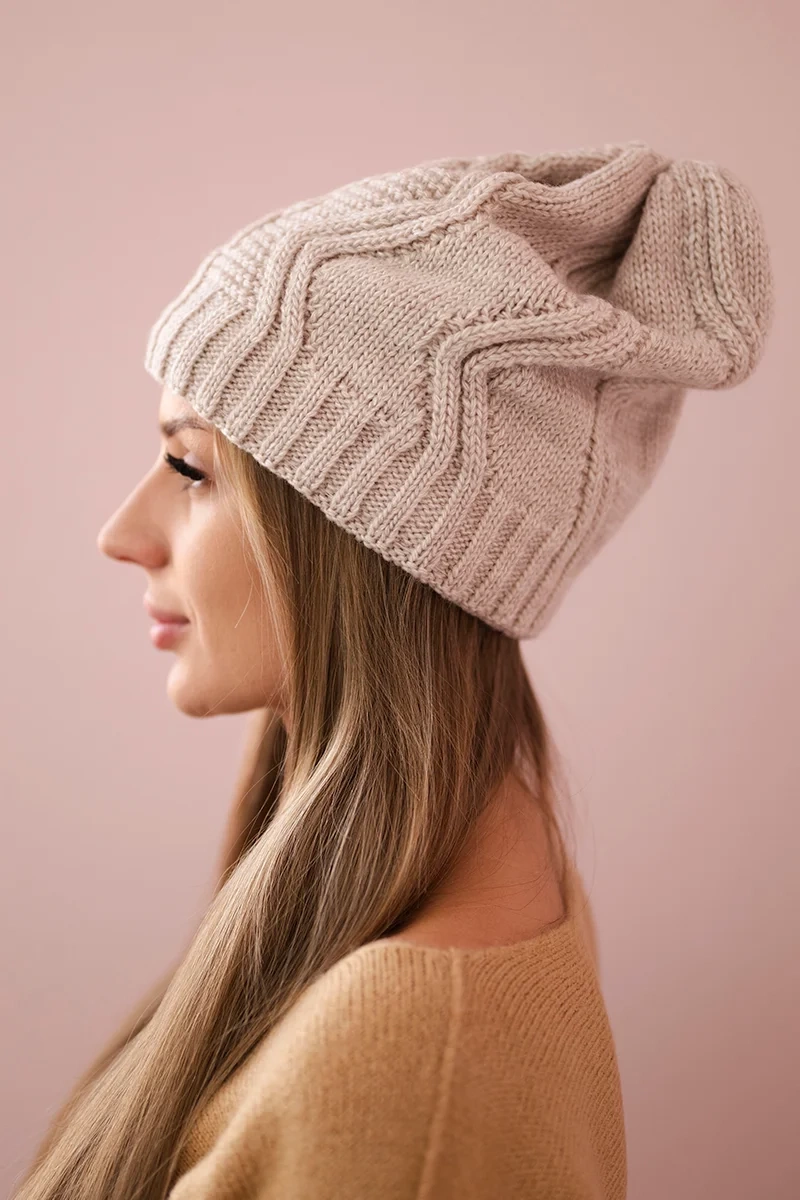 Kesi Cap with fleece Sylwia K244 dark beige