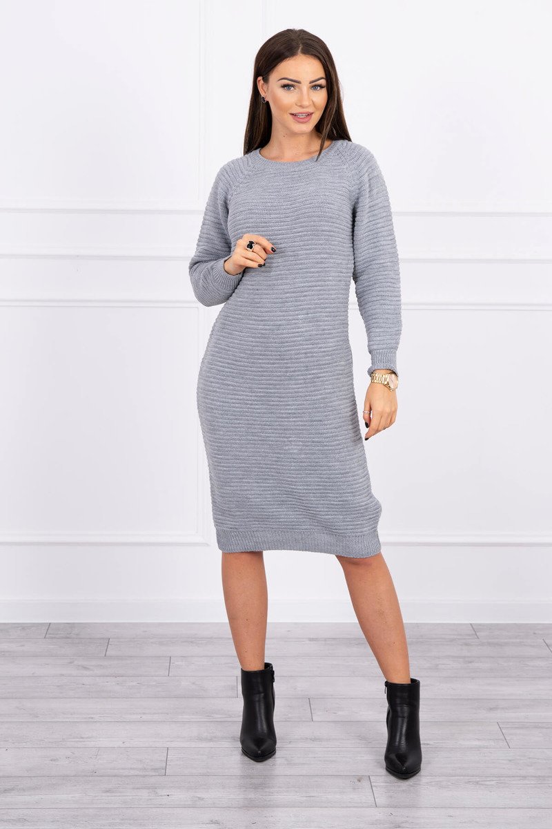 Striped sweater dress in gray color