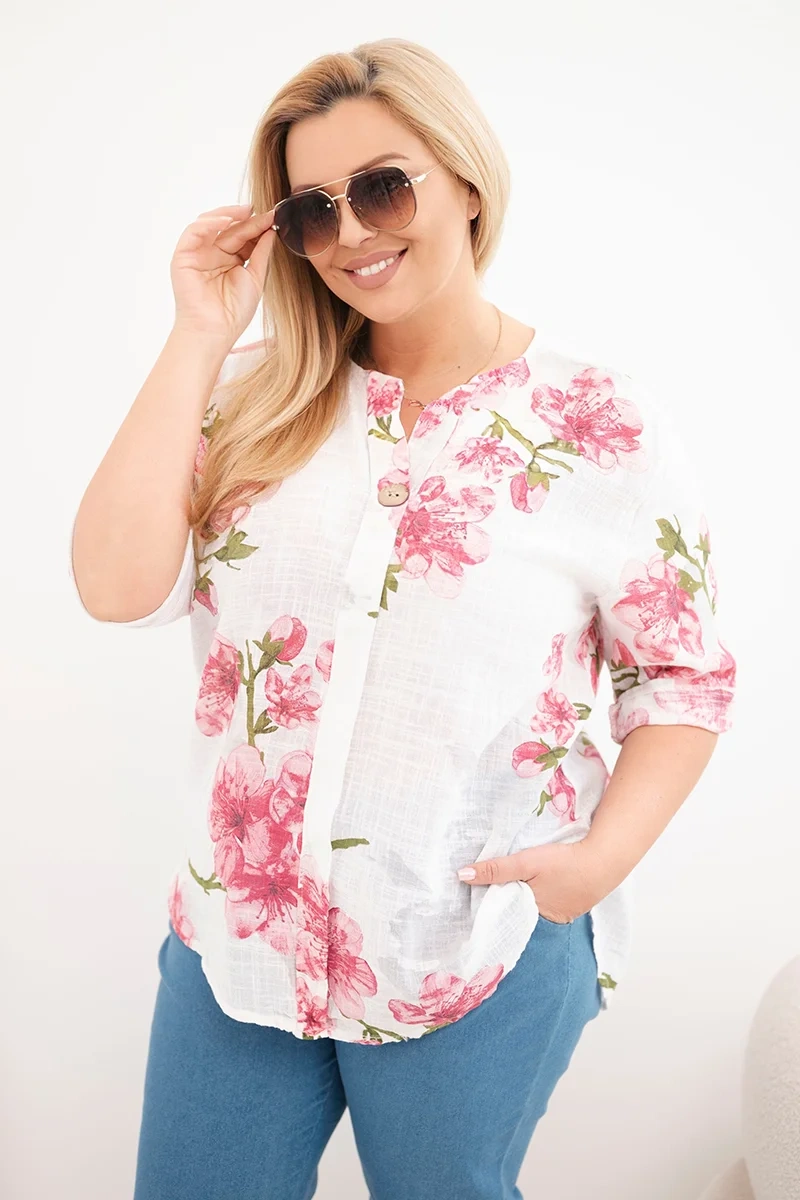 Дамска блуза с големи размери и флорален мотив