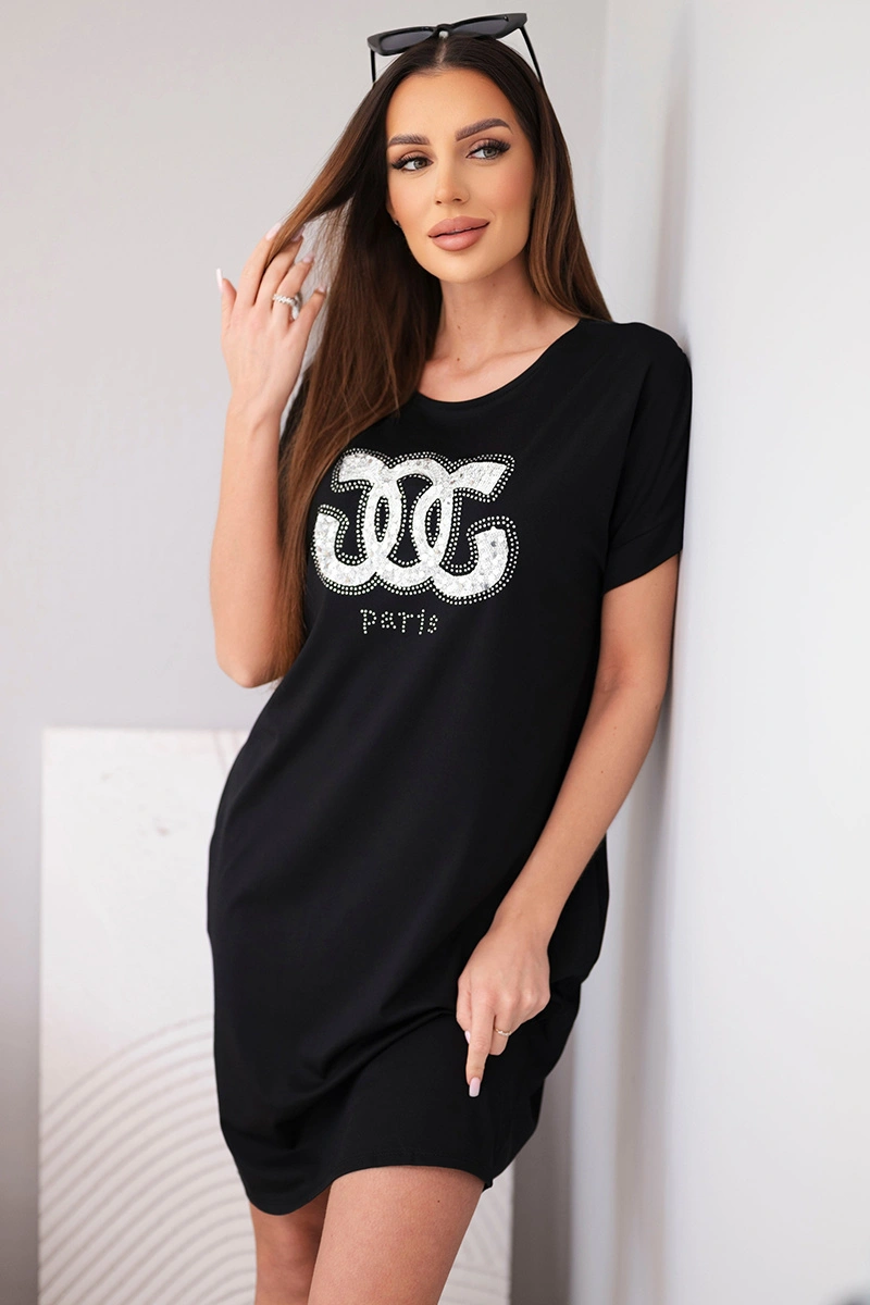 Оувърсайз рокля с къс ръкав и щампа Kesi