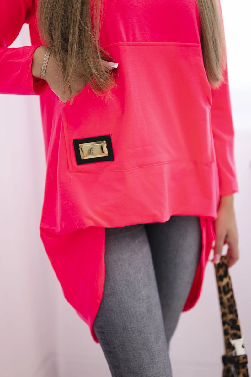 Long-back hoodie pink neon
