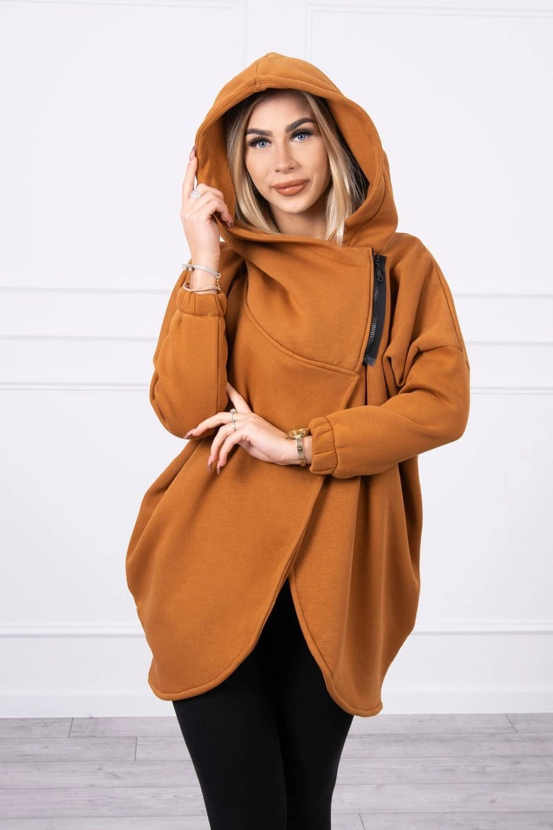 Kesi Sweatshirt with short zipper camel