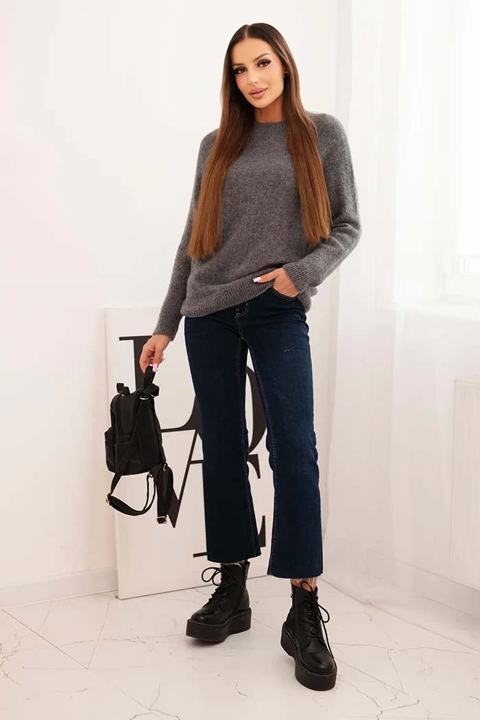 Kesi Włoski Women&#039;s sweater made of baby alpaca with long sleeves gray