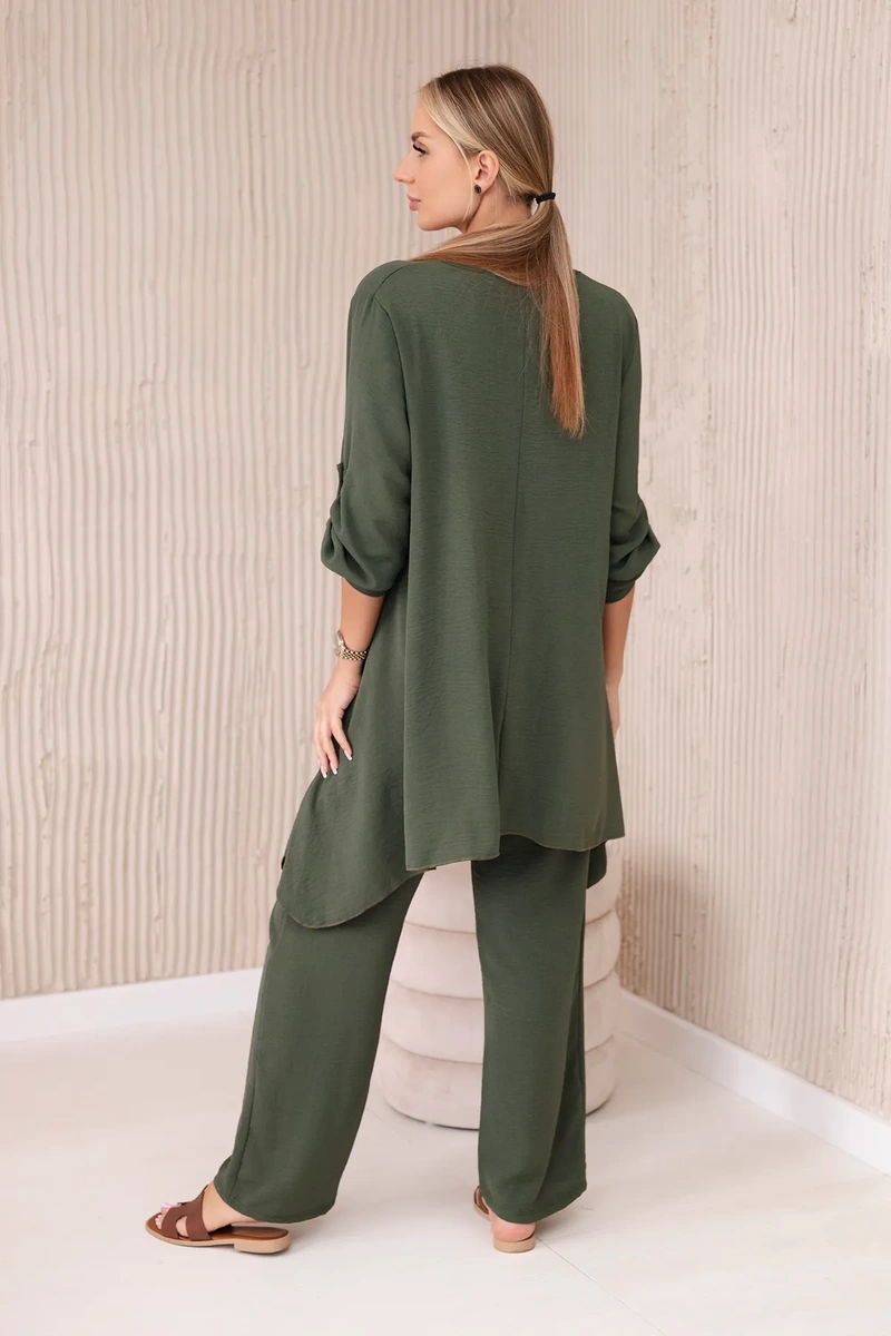 Women's blouse set with pendant + pants - khaki