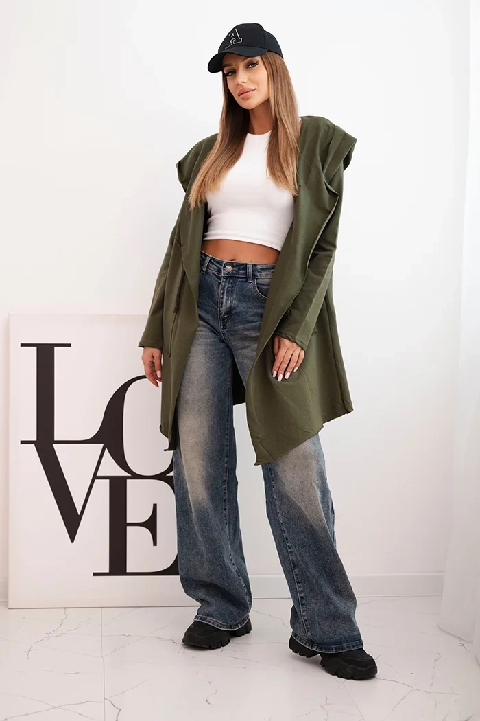 Cape with loose khaki hood