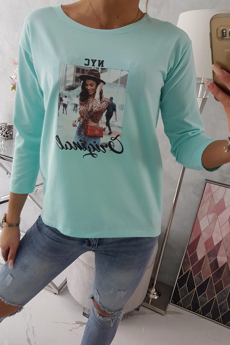 Blouse with Original mint print