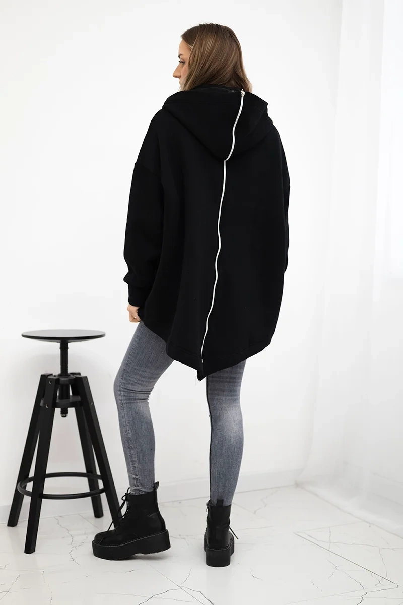 Insulated sweatshirt with back zipper black