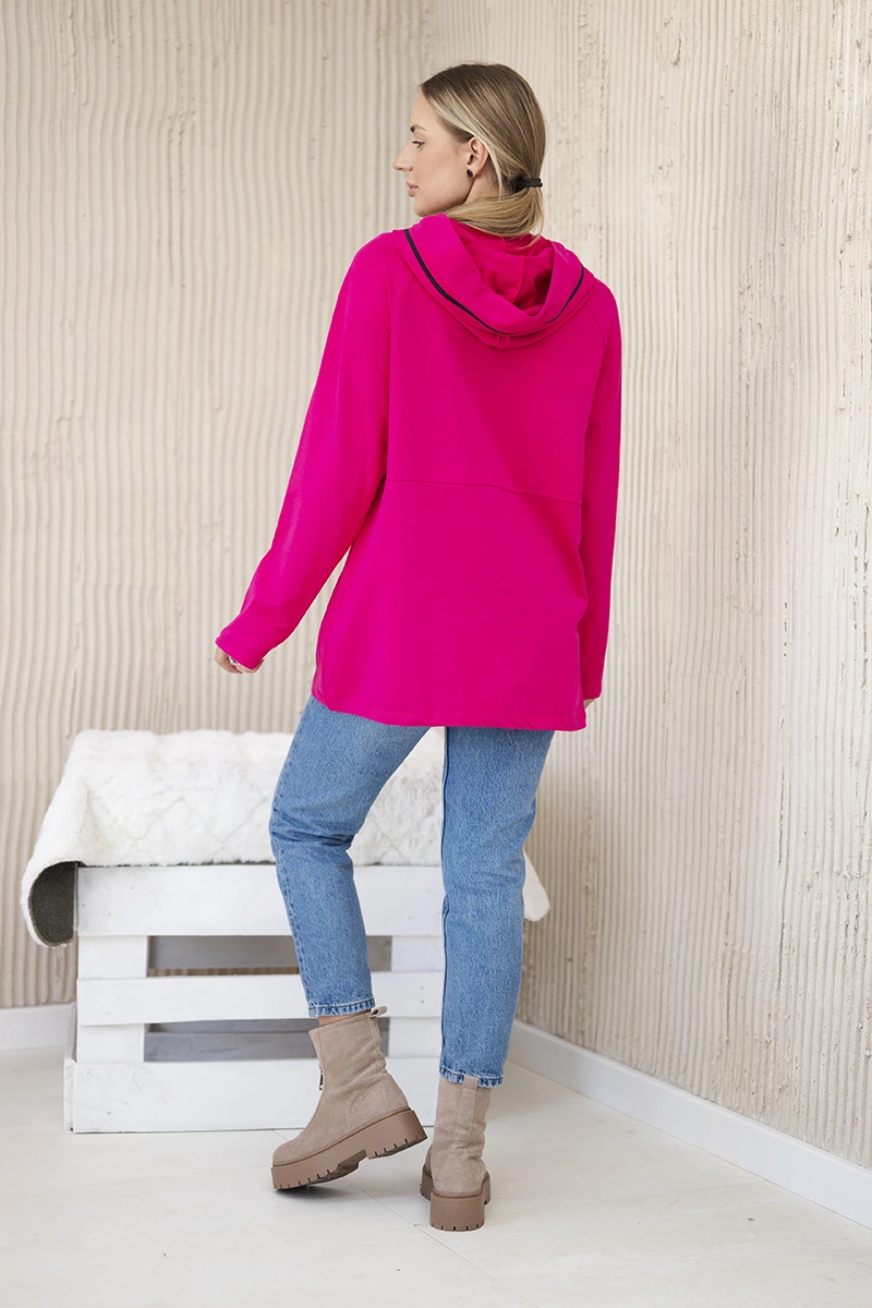 Tunic with zipper on hood Oversize fuchsia