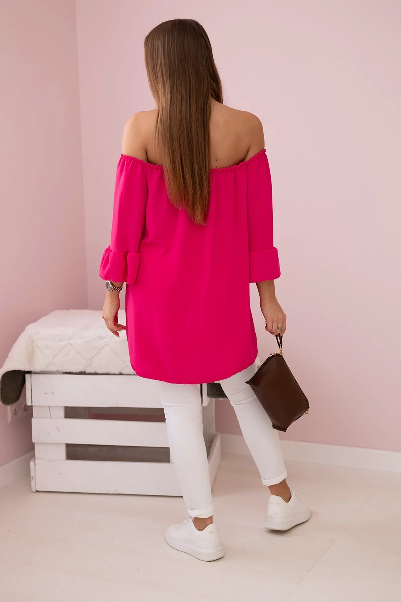 Spanish blouse with ruffles on the sleeve fuchsia