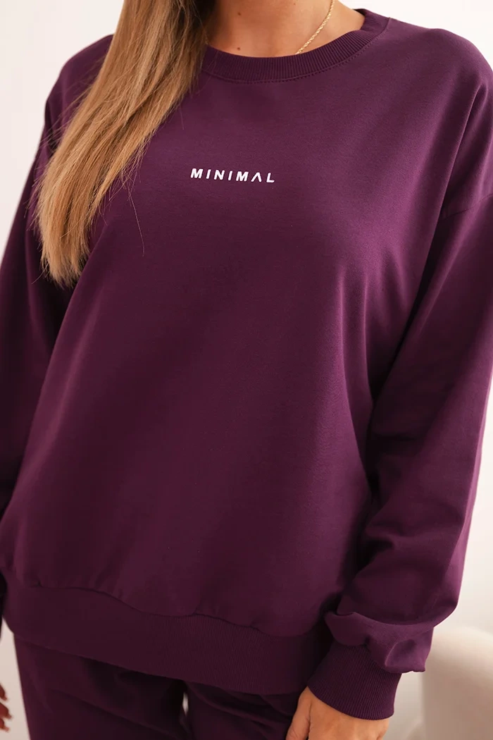 Polski Women&#039;s cotton set with Minimal print plum