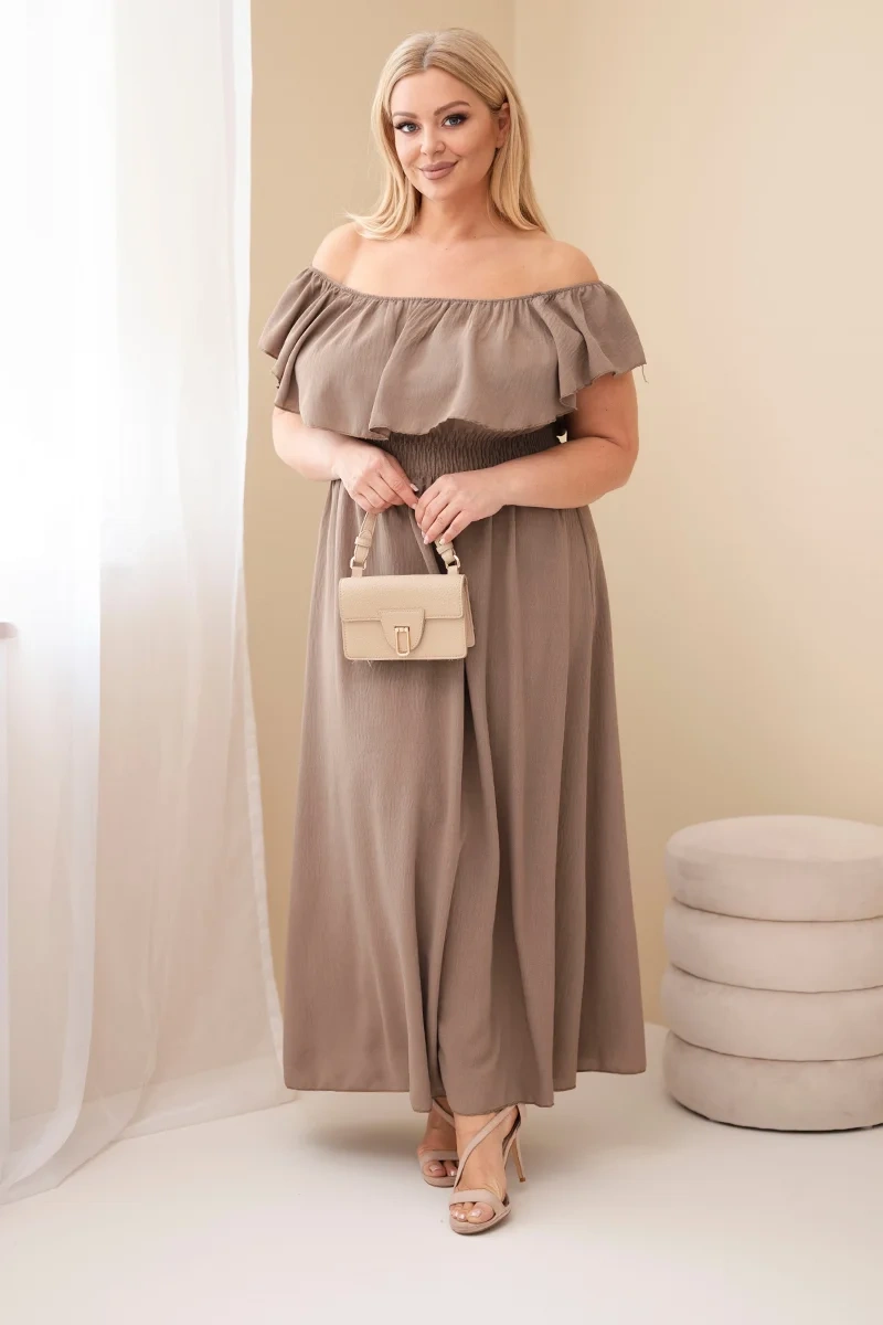 Dámske plus-size šaty s volánom a elastickým pásom