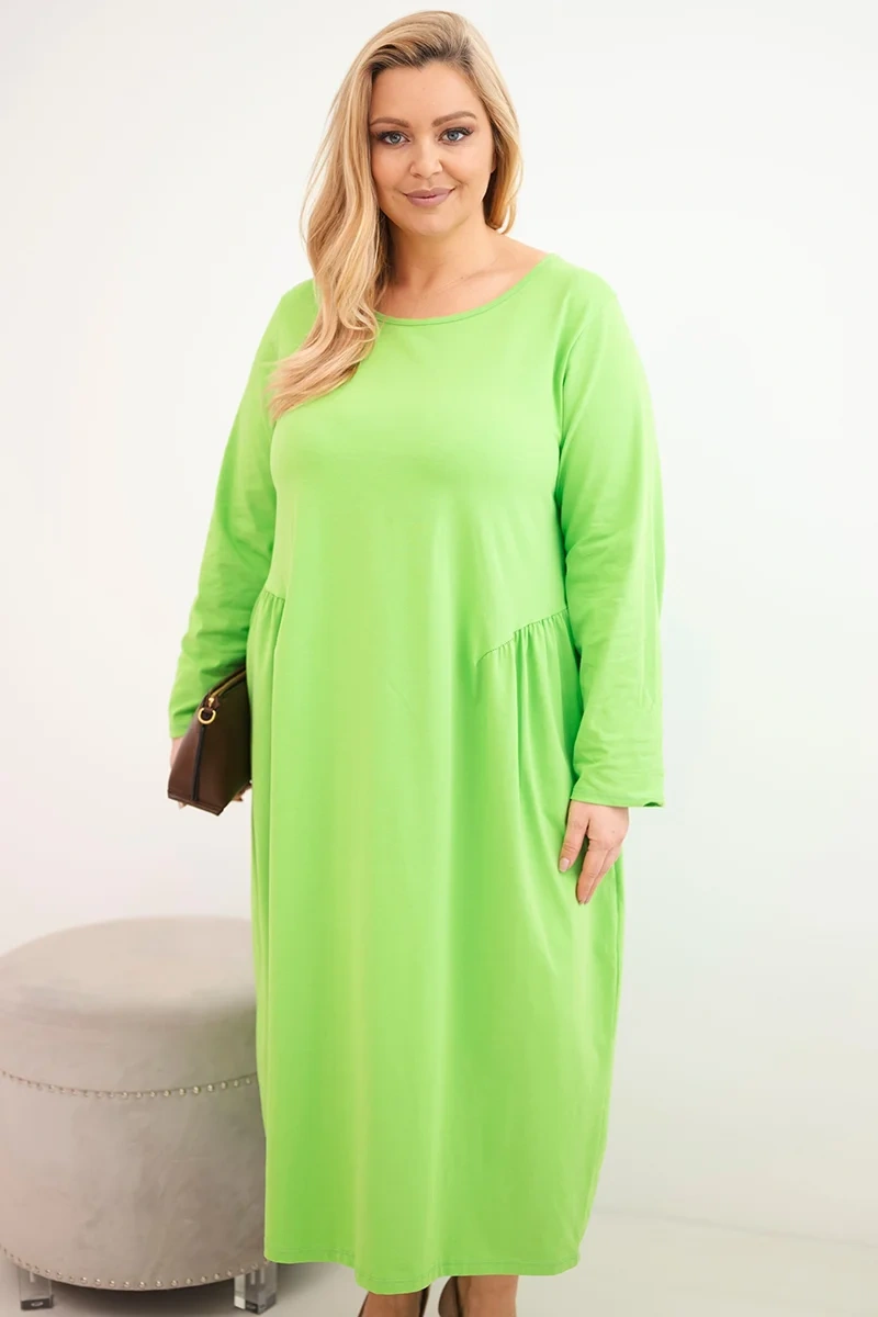 Plus size dámské šaty s dlouhými rukávy