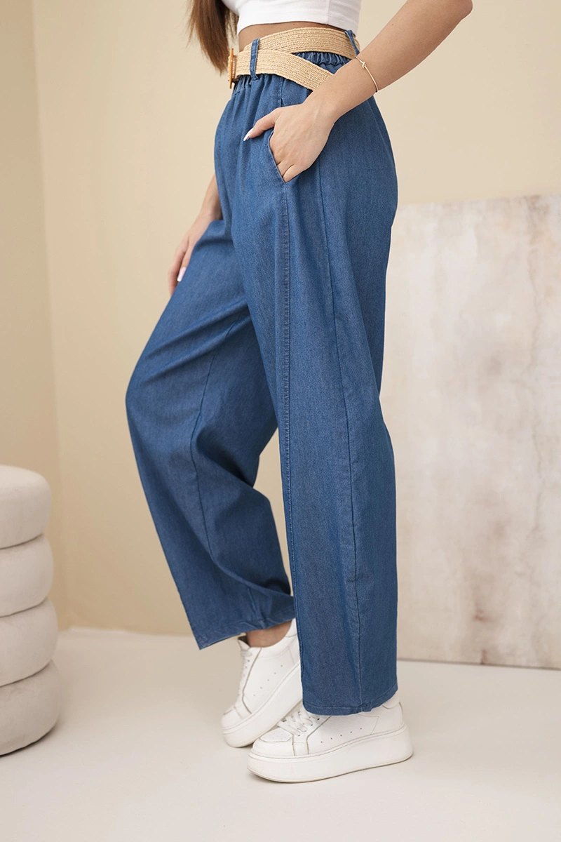 Дамски широки панталони Kesi с колан