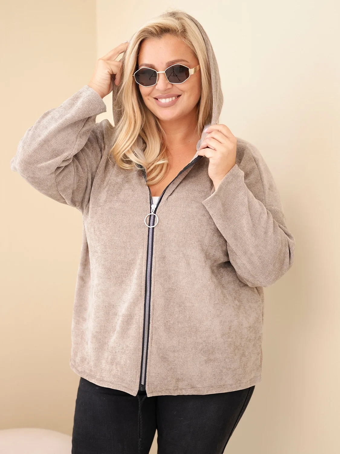 Ženy mikina na zip Kesi Plus Size
