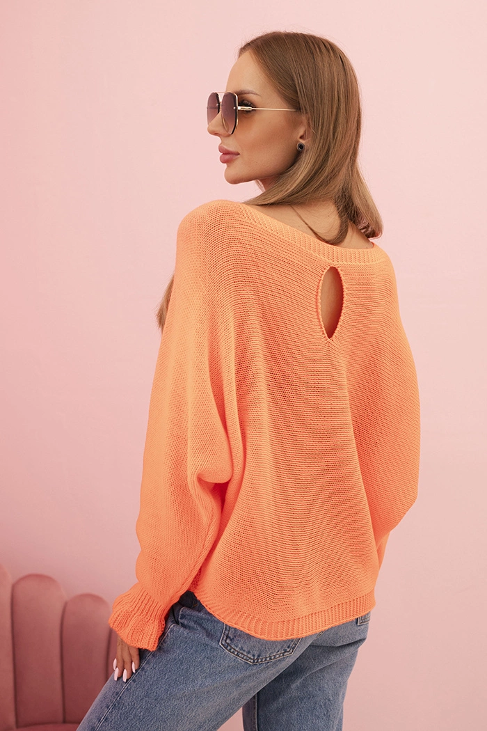 Kesi Włoski Women's mohair sweater with gathered sleeves and a cutout on the back orange