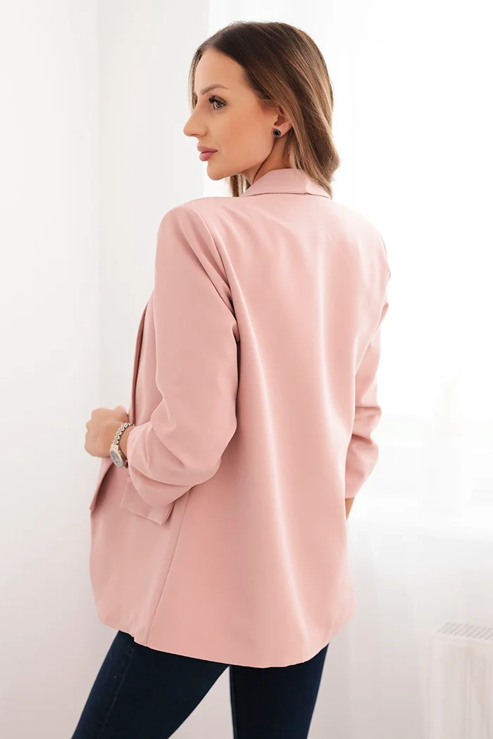 Kesi Włoski Women&#039;s unbuttoned blazer with lining S/M powder pink