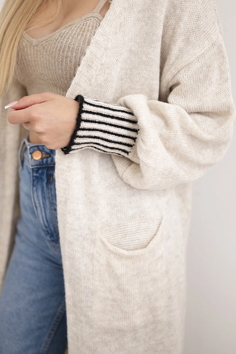 Kesi Włoski Cardigan with pockets dark beige