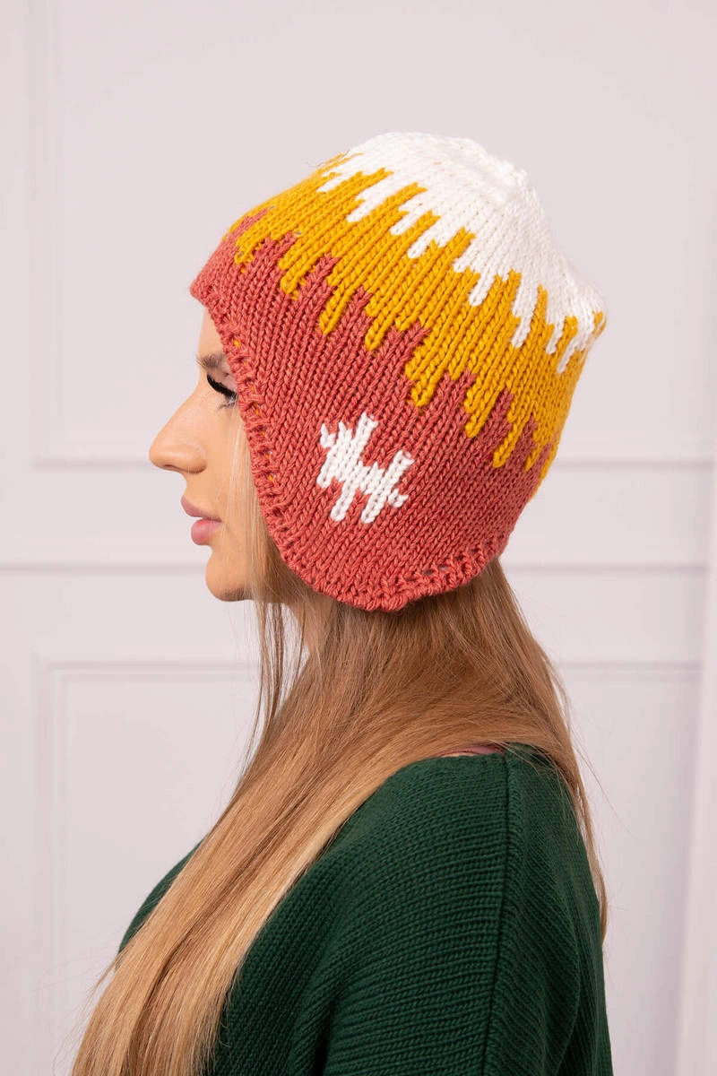 Kesi Women&#039;s cap Nikol K405 white+mustard+red