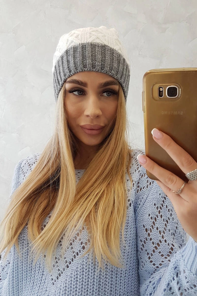 marka niezdefiniowana Bibiana fleecová čepice K264 fialová+bílá