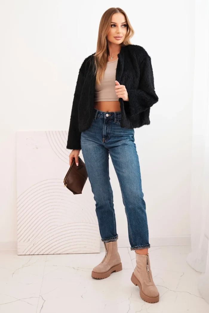 Kesi Włoski Women's fur jacket without fastening black