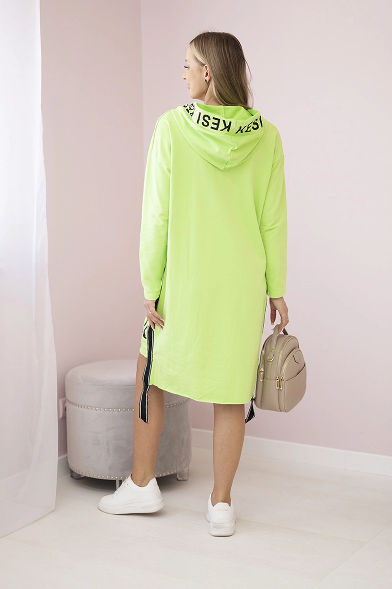 Hooded dress with pistachio print