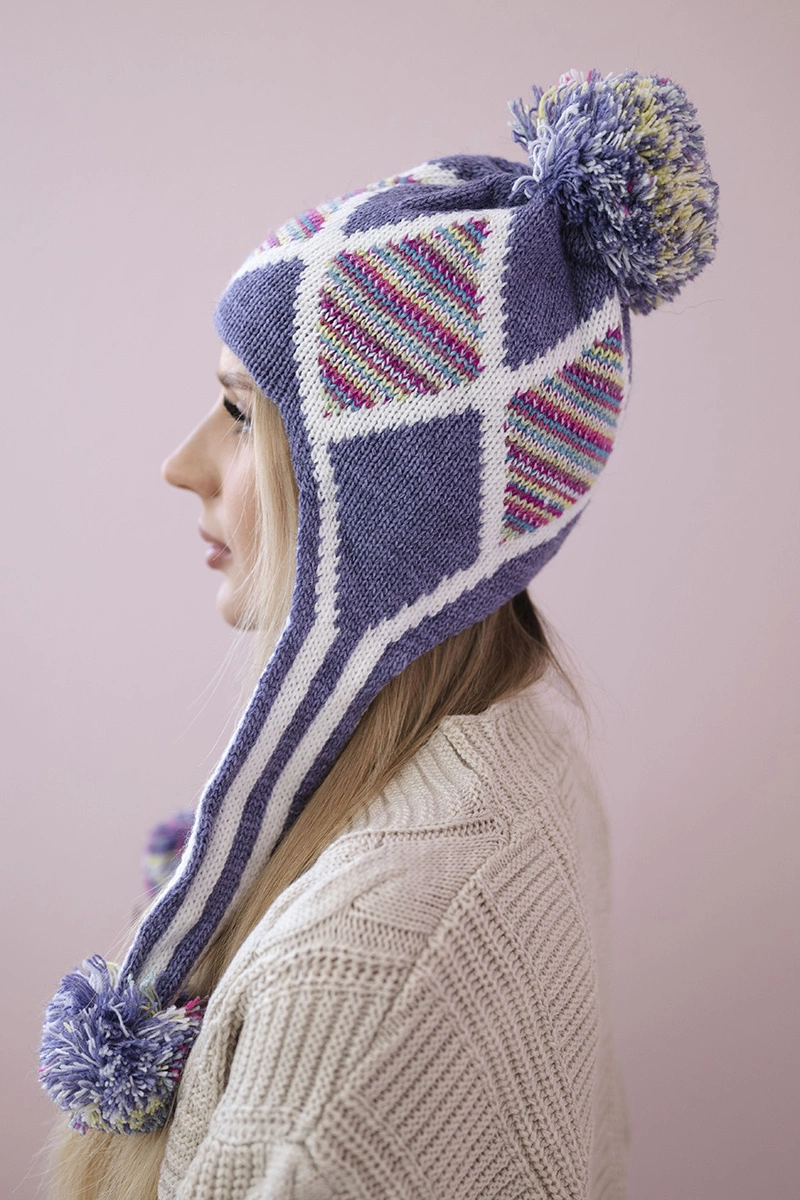 Women&#039;s cap with long ears Eunika K322 purple
