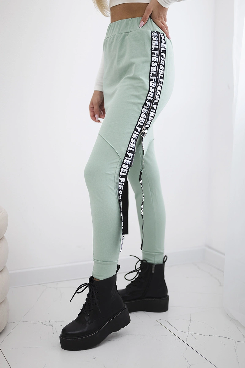 Pants/suit with dark mint selfie lettering
