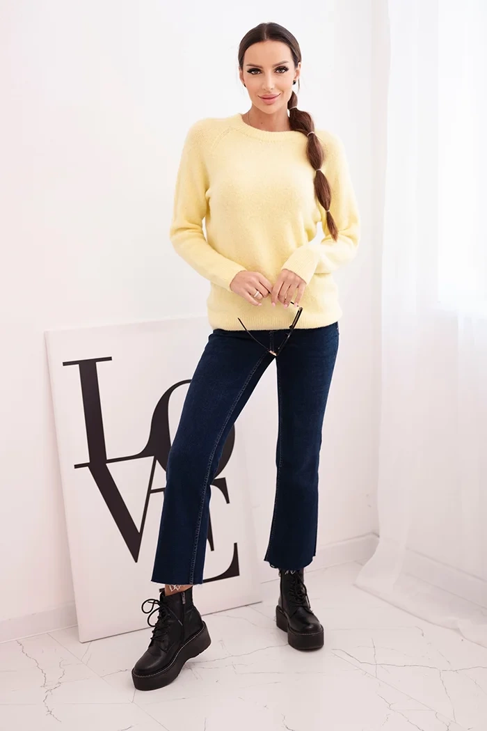 Kesi Włoski Women&#039;s sweater made of baby alpaca with long sleeves yellow