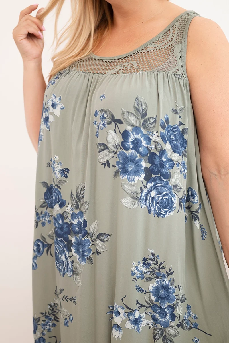 Dámske Oversize Šaty s Čipkou Khaki