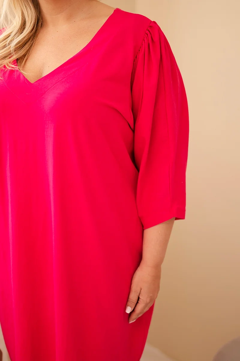 Kesi dámske plus size šaty s vreckami fuchsiové
