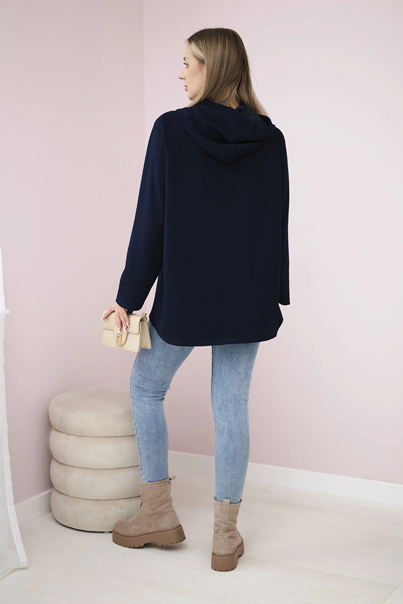 Kesi Włoski Oversized viscose sweatshirt Love navy blue