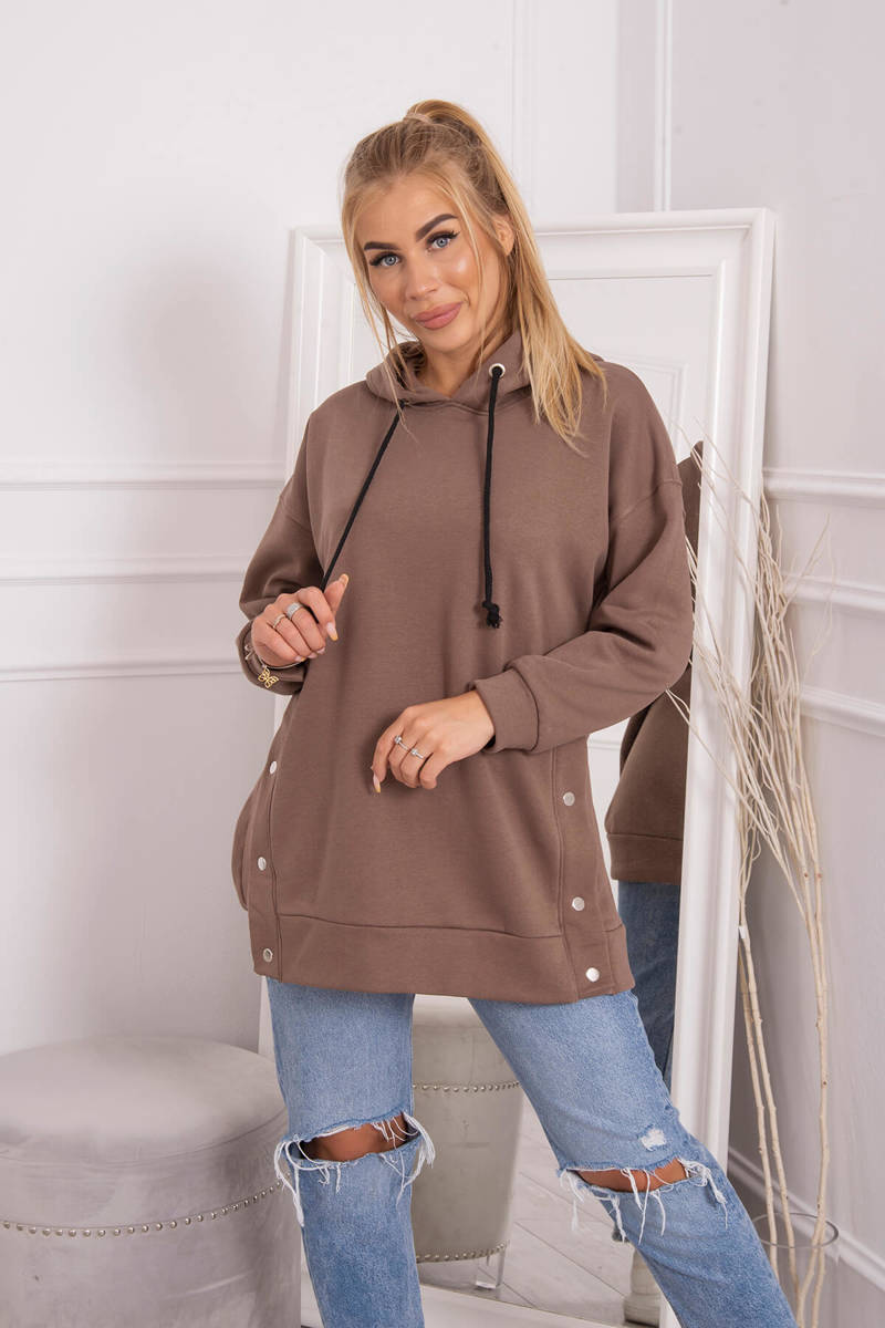 Insulated Sweatshirt With Mocha Press Studs