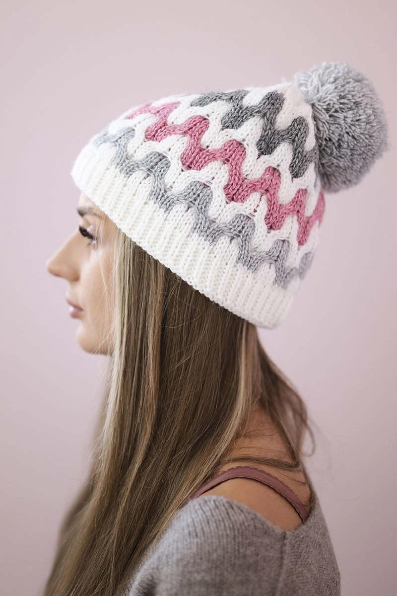 Kesi Women's cap Laila K283 white+dark gray+dark pink