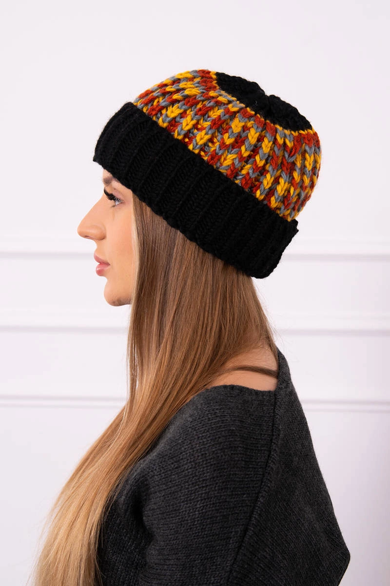Women&#039;s cap Iris K348 black+mustard