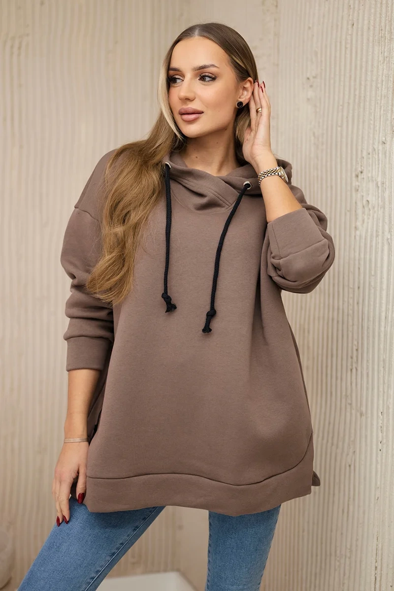 Insulated sweatshirt with zipper on the side of the mocha