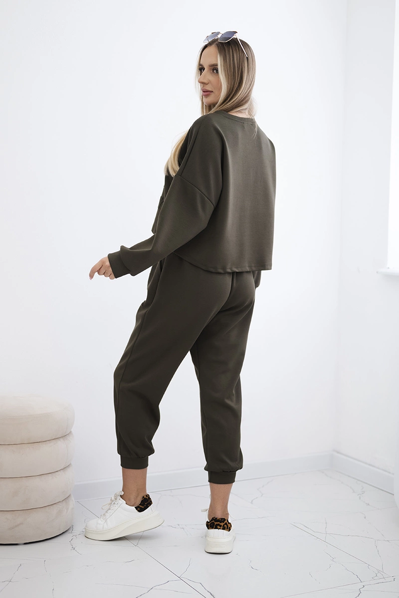 Kesi Włoski Viscose set Amour sweatshirt + pants khaki