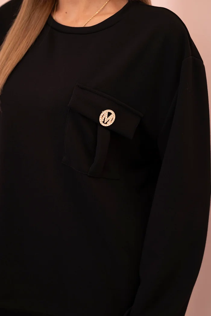 Kesi Włoski Women&#039;s set buttercream sweatshirt and pants with elastic black