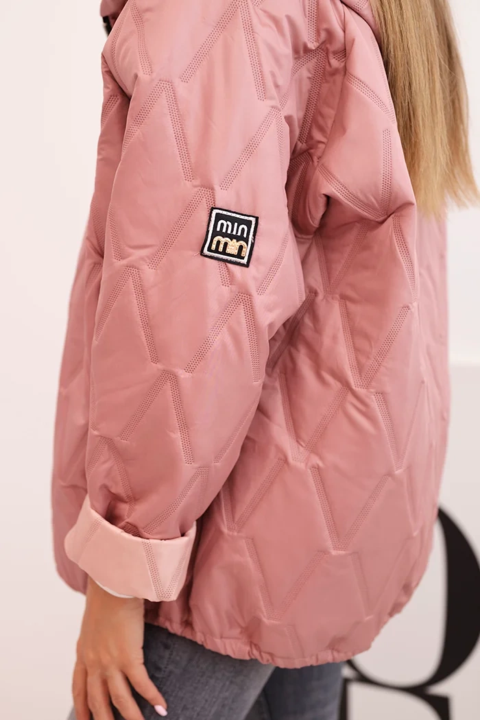 Kesi Włoski Women&#039;s quilted jacket with a hood dark pink