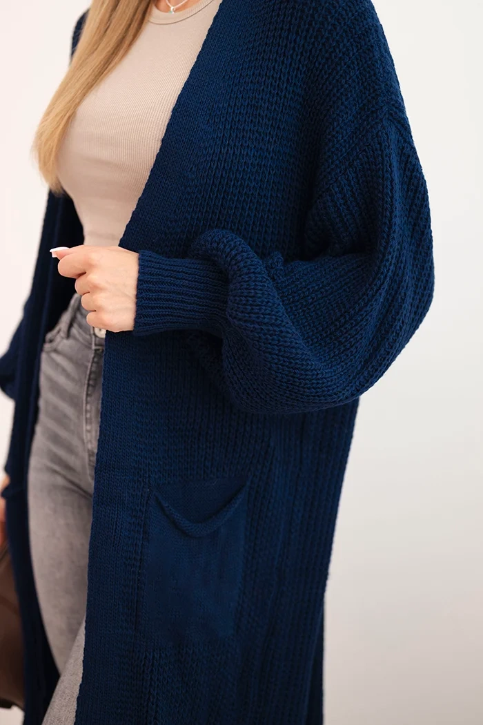 Kesi Włoski Long cardigan light navy blue