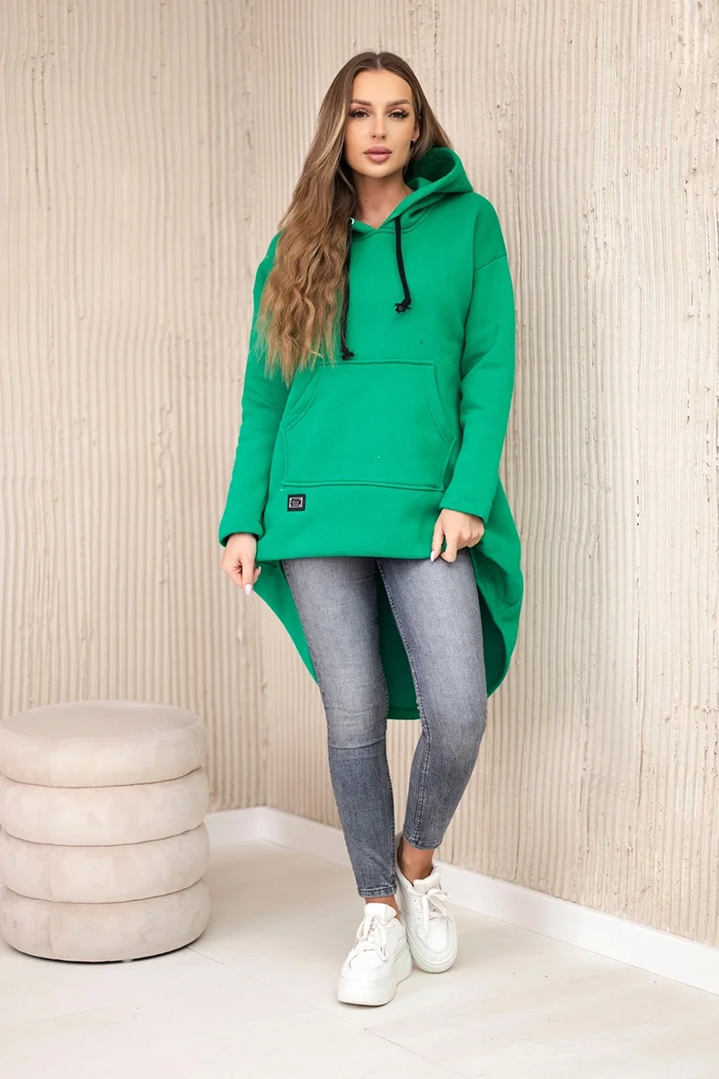 marka niezdefiniowana Padded sweatshirt with long back and hood green